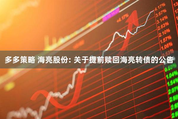 多多策略 海亮股份: 关于提前赎回海亮转债的公告